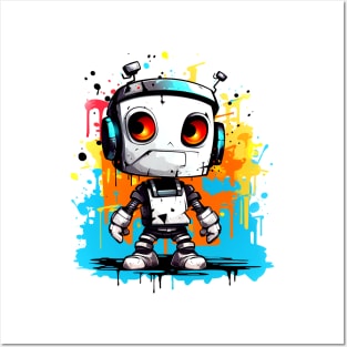 Cute cartoon Robot. Funny cyborg. Posters and Art